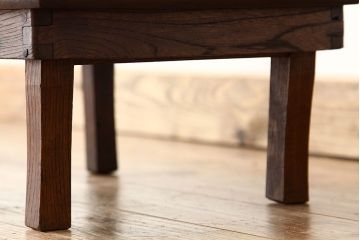 アンティーク家具　アンティーク　天板欅一枚板の小さな角ちゃぶ台(テーブル)