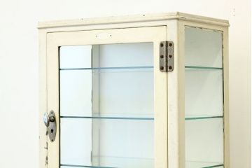 ヴィンテージ家具　希少イギリスビンテージアイアンキャビネット(ケビントガラスケース)(医療棚)