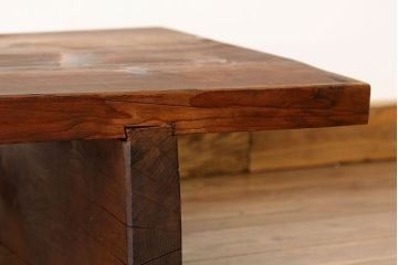 アンティーク家具　古民具・骨董　ジャンク品　反り有り古い木の脚付き裁ち板
