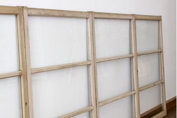 昭和レトロ　シャビーなペイントがおしゃれなアンティークガラス引き戸4枚セット(窓)