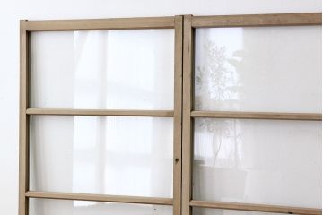 昭和レトロ　シャビーなペイントがおしゃれなアンティークガラス引き戸4枚セット(窓)