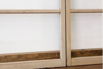昭和レトロ　シャビーなペイントがおしゃれなアンティークガラス引き戸4枚セット(窓)