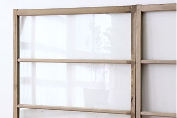 昭和レトロ　シンプルなペイントガラス窓2枚セット(ガラス戸・引き戸)