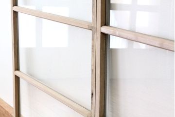 昭和レトロ　シンプルなペイントガラス窓2枚セット(ガラス戸・引き戸)