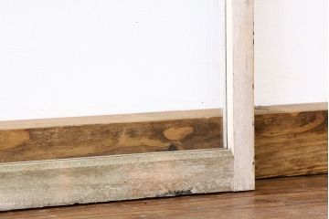 昭和レトロ　シンプルなペイントガラス窓2枚セット(ガラス戸・引き戸)