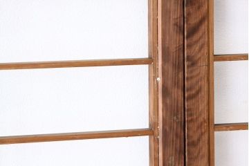 アンティーク　色ガラス入り木味のシンプルな障子戸4枚セット(引き戸・格子戸)