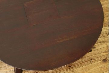アンティーク家具　珍品!古い木の中抜き丸型ちゃぶ台