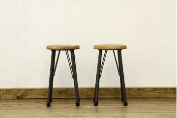 オリジナル　アイアンスツール2脚セット　インダストリアル工業系