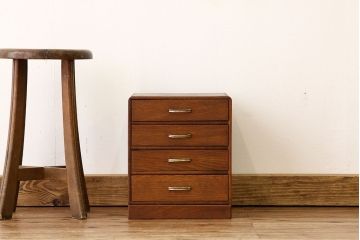 アンティーク家具　古いナラ材の4段小引き出し?