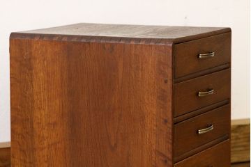 アンティーク家具　古いナラ材の4段小引き出し?