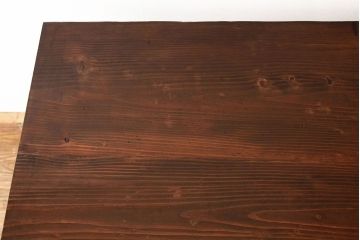 アンティーク家具　アンティーク　天板無垢板の鉄脚テーブル(3)アイアン作業台(机、在宅ワーク、在宅用デスク)