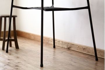 アンティーク家具　アンティーク　天板無垢板の鉄脚テーブル(3)アイアン作業台(机、在宅ワーク、在宅用デスク)