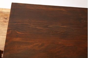 レトロ家具　アンティーク　天板無垢板の鉄脚テーブル(4)アイアン作業台昭和レトロ(鉄足、机、在宅ワーク、在宅用テーブル、作業台、デスク)