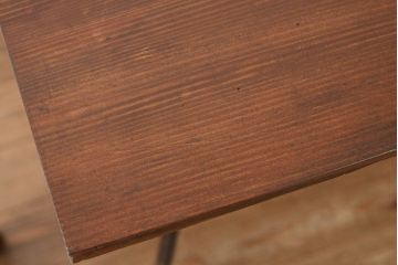アンティーク家具　アンティーク　天板無垢板の鉄脚テーブル(5)
