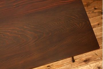 アンティーク家具　アンティーク　天板無垢板の鉄脚テーブル(6)