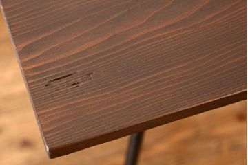 アンティーク家具　アンティーク　天板無垢板の鉄脚テーブル(6)