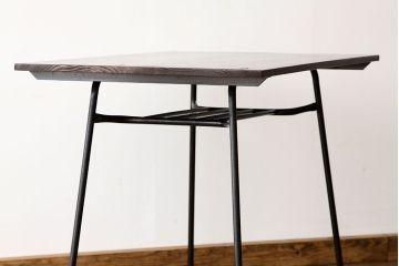 アンティーク家具　アンティーク　天板無垢板の鉄脚テーブル(6)