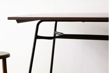 アンティーク家具　アンティーク　天板無垢板の鉄脚テーブル(6)