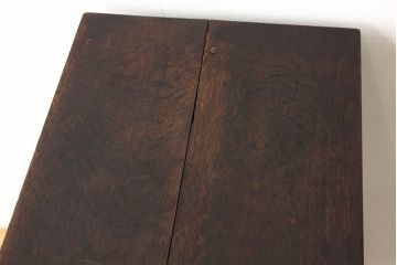 レトロ家具　昭和レトロ　古い工場のナラ材引き出し付きサイドテーブル