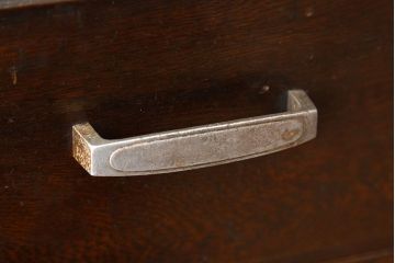 レトロ家具　昭和レトロ　古い工場のナラ材引き出し付きサイドテーブル