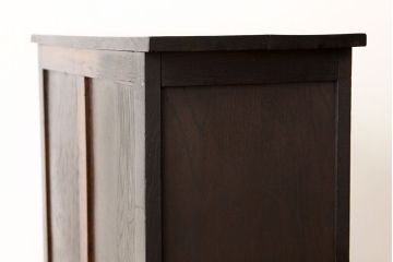 レトロ家具　昭和レトロ　古い工場のナラ材引き出し付きサイドテーブル