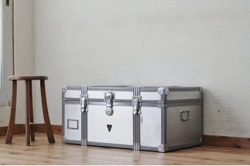 アンティーク雑貨　昭和レトロ　ビンテージシルバートランク