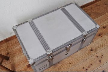 アンティーク雑貨　昭和レトロ　ビンテージシルバートランク