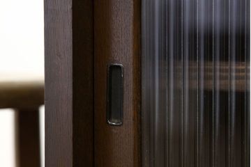 レトロ家具　鉄脚付きモールガラスローボード(アイアン　レトロ　箪笥　チェスト)