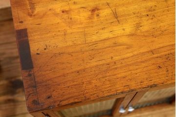 レトロ家具　昭和レトロ　古い木のモールガラス入り小さな書類ケース(レコードケース)
