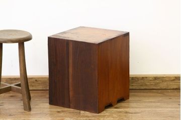 レトロ家具　昭和レトロ　古い木のモールガラス入り小さな書類ケース(レコードケース)
