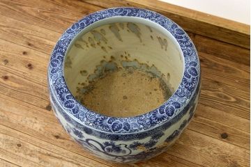 アンティーク雑貨　古民具・骨董　瓢箪(ひょうたん)の図　瀬戸火鉢