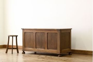 アンティーク家具　イギリスアンティーク　オーク材ブランケットボックスコファ(ベンチチェスト)