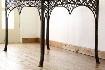 ヴィンテージ家具　イギリスビンテージ　希少　特大鉄脚テーブル(作業台アイアンシャビー)