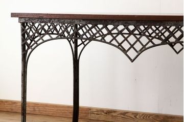 ヴィンテージ家具　イギリスビンテージ　希少　特大鉄脚テーブル(作業台アイアンシャビー)