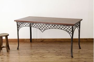 ヴィンテージ家具　イギリスビンテージ　希少　特大鉄脚テーブル(作業台アイアンシャビー)