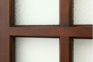 アンティーク　両開き　重厚な枡目格子ダイヤガラスの親子ドアセット(扉・建具)