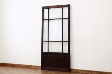 ★古民具・骨董　古い木のモールガラス入りドア(扉・ガラス戸)