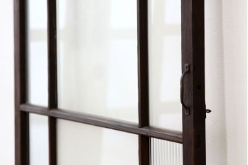 ★古民具・骨董　古い木のモールガラス入りドア(扉・ガラス戸)
