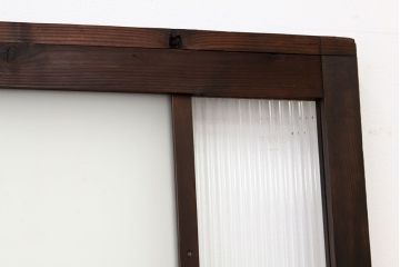 ★古民具・骨董　古い木のモールガラス入りドア(扉・ガラス戸)