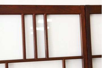 昭和レトロ　古い木の変わり型ガラス引き戸5枚セット(アンティークガラス戸)