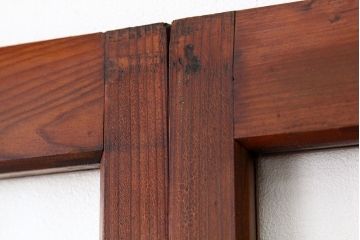 昭和レトロ　古い木の変わり型ガラス引き戸5枚セット(アンティークガラス戸)