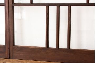 昭和レトロ　古い木の変わり型ガラス引き戸5枚セット(アンティークガラス戸)