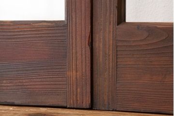 昭和レトロ　古い木の変わり型ガラス引き戸5枚セット(アンティークガラス戸)
