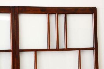昭和レトロ　古い木の変わり型ガラス引き戸5枚セット(アンティークガラス戸)