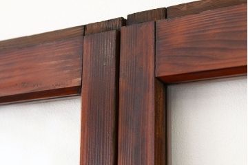 昭和レトロ　古い木の変わり型ガラス引き戸5枚セット(アンティークガラス戸)