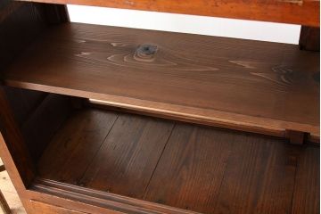 アンティーク家具　アンティーク　古い木の引き出しカウンター飾り棚(ガラスケース・ショーケース・陳列棚)