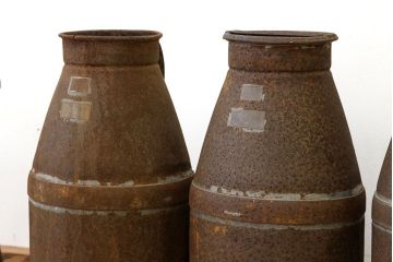 アンティーク雑貨　さびた牛乳缶ミルク缶3個セット昭和レトロシャビー