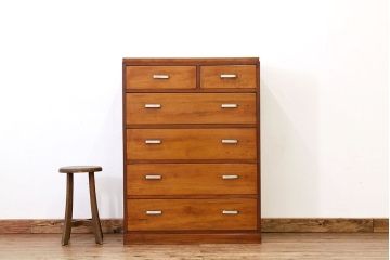 レトロ家具　昭和レトロ　シンプルなアンティークチェスト(タンス・たんす・ドロワー)