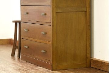 レトロ家具　昭和レトロ　古いナラ材のアンティークチェスト(タンス・たんす・ドロワー)