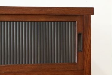アンティーク家具　アンティーク　上質な前欅モールガラス二段重ね収納棚(食器棚)